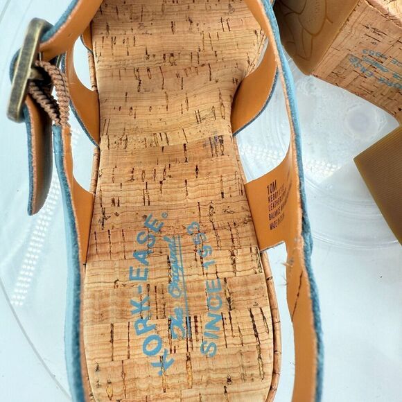 Kork-Ease Womens Tish Sandals Platform Block Heel Blue Leather Slingback 10 M - Picture 13 of 15